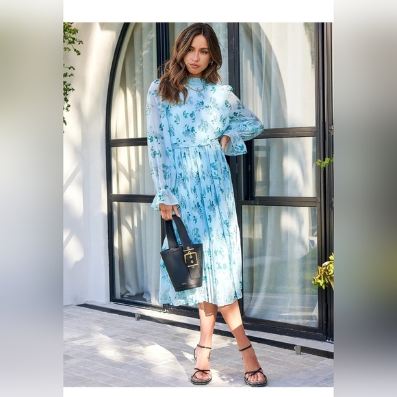 anrabess Dresses & Skirts - ANRABES WOMEN Floral Blue Dress